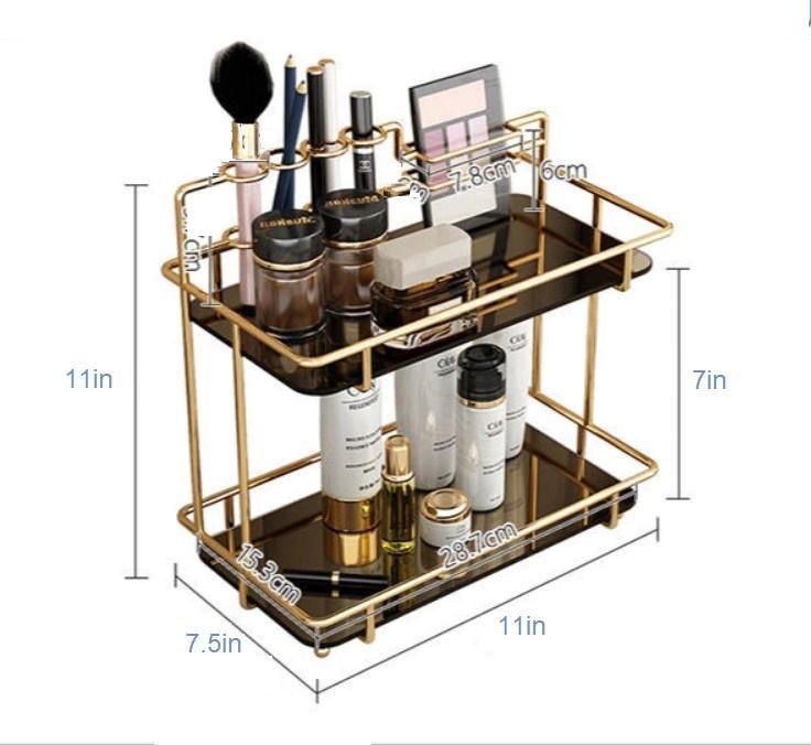 Golden Metal Makeup Organizer