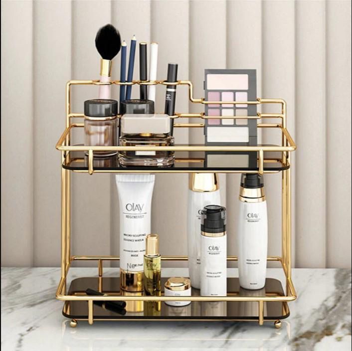 Golden Metal Makeup Organizer