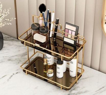 Golden Metal Makeup Organizer