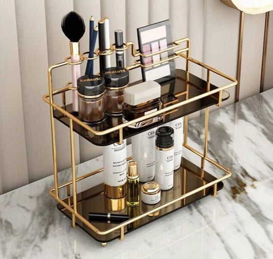 Golden Metal Makeup Organizer